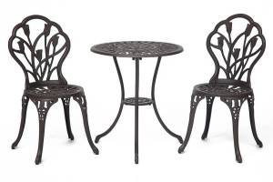 Комплект Secret De Maison Waltz of flowers (стол +2 стула) алюминиевый сплав, D60/H67, 47Х41Х86см, бронза/bronze бронза/bronze алюминиевый сплав