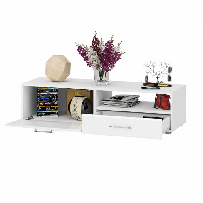 Тумба под ТВ Ларго 1,4 цвет белый/белый глянец