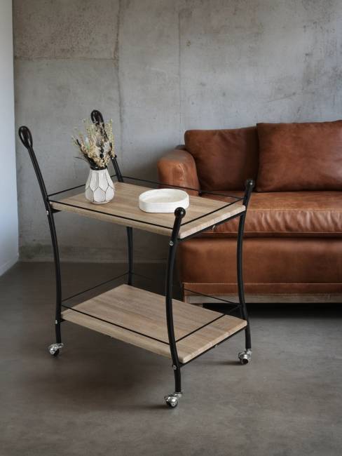 Стол сервировочный Марко дуб сонома/эбеновое дерево/черный