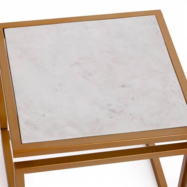 Столик кофейный Secret De Maison QUATTRO ( mod. 14153 ) алюминиевый сплав/мрамор, 41*41*41 см, золотой/белый мрамор Столик кофейный Secret De Maison QUATTRO ( mod. 14153 ) алюминиевый сплав/мрамор, 41*41*41 см, золотой/белый мрамор