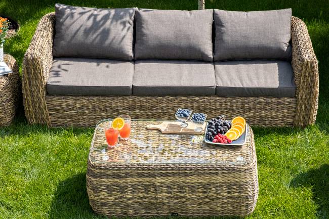 "Кальяри" диван из искусственного ротанга (гиацинт) трехместный, цвет соломенный "Кальяри" диван из искусственного ротанга (гиацинт) трехместный, цвет соломенный