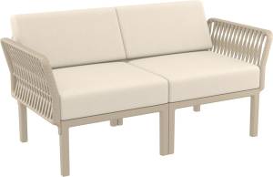 Диван пластиковый двухместный с подушками Portofino Lounge бежевый, бежевый 1600х800х690 мм