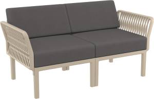 Диван пластиковый двухместный с подушками Portofino Lounge бежевый, темно-серый 1600х800х690 мм