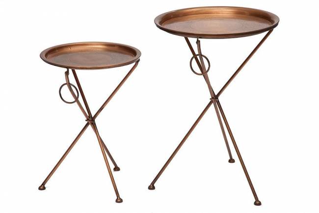 Набор из 2-х складных столиков Secret De Maison DEWI ( mod. M-5259 AB ) металл, 47х47х67/39х39х54, античная медь античная медь металл Набор из 2-х складных столиков Secret De Maison DEWI ( mod. M-5259 AB ) металл, 47х47х67/39х39х54, античная медь античная медь металл