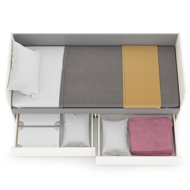 Кровать с ящиками Торонто 11.39 цвет белый шагрень/стальной серый