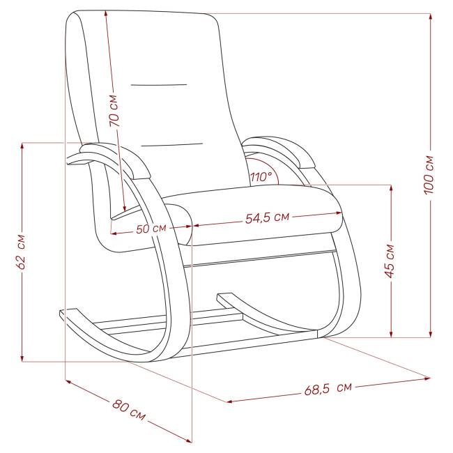 Кресло-качалка Leset Милано Венге V32 серый