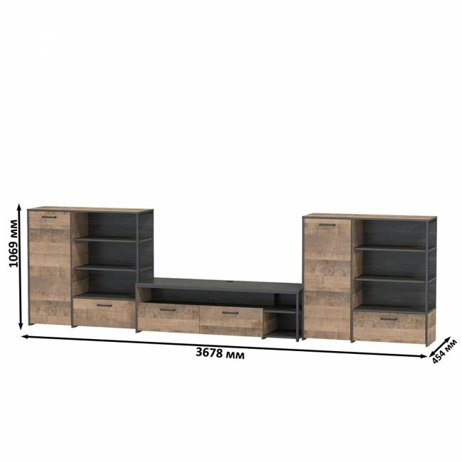 Два комода с одним ящиком и дверкой и ТВ-тумба Трувор цвет дуб гранж песочный/интра