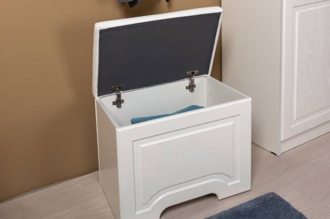 Стол туалетный с пуфом, с зеркалом и настольной полкой Ливерпуль цвет ясень ваниль/белый