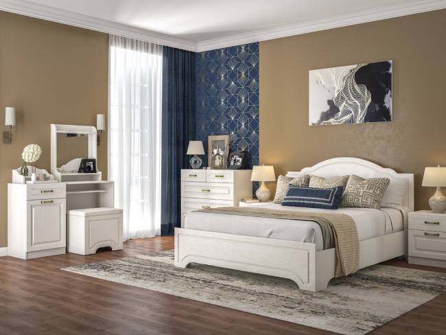 Стол туалетный с зеркалом и настольной полкой Ливерпуль цвет ясень ваниль/белый