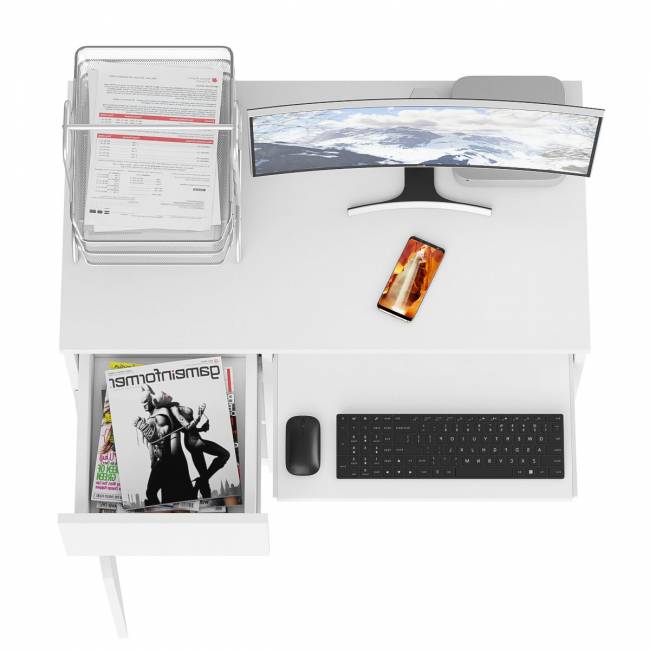 Стол компьютерный Мори МС-1 левый цвет белый