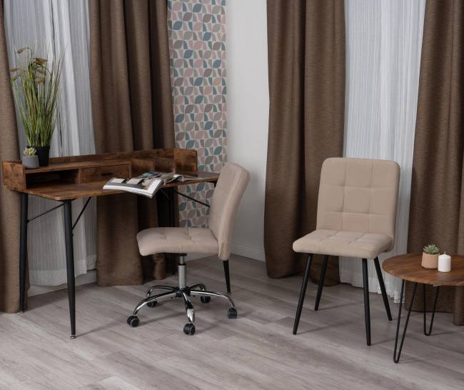 Комплект кресло+стул Medeo/Медео LT, велюр, бежевый/черный, 7 бежевый/черный флок