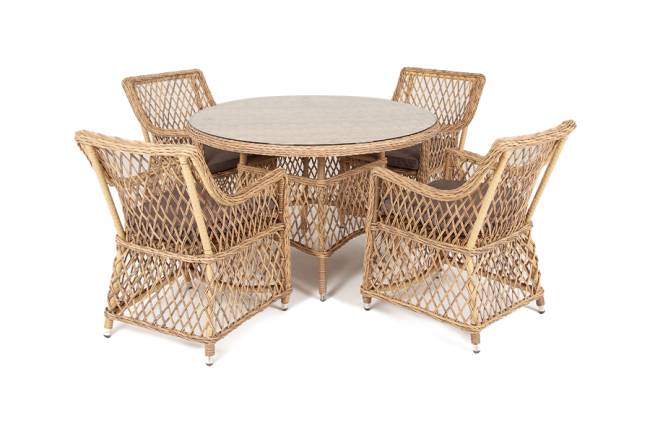 "Доппио" обеденная группа плетеная, цвет соломенный "Доппио" обеденная группа плетеная, цвет соломенный