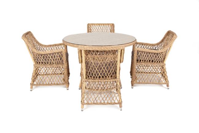 "Доппио" обеденная группа плетеная, цвет соломенный "Доппио" обеденная группа плетеная, цвет соломенный