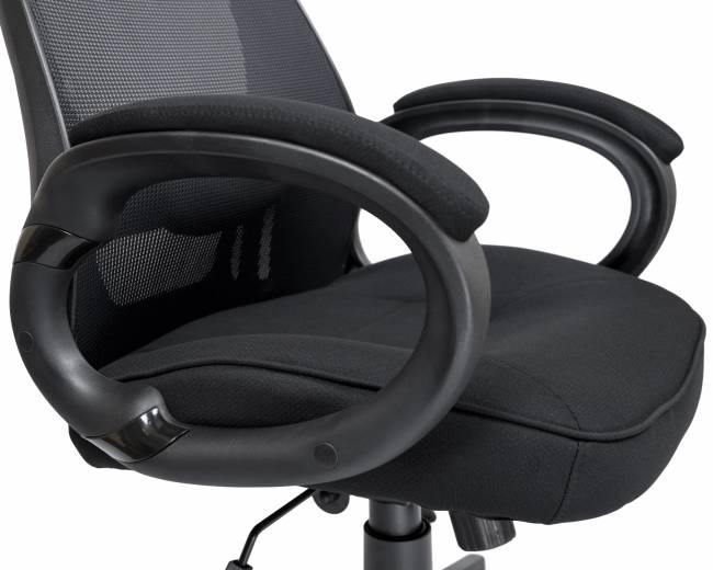 Офисное кресло для руководителей DOBRIN STEVEN BLACK, чёрный пластик, чёрная ткань