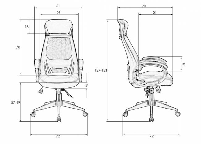 Офисное кресло для руководителей DOBRIN STEVEN BLACK, чёрный пластик, чёрная ткань