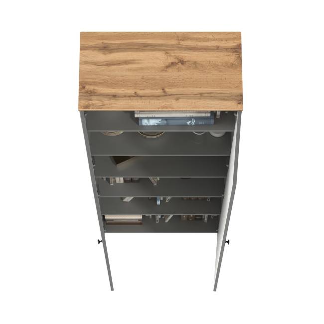 Шкаф двухдверный с полками Остин 16.307 цвет серый графит/дуб крафт золотой
