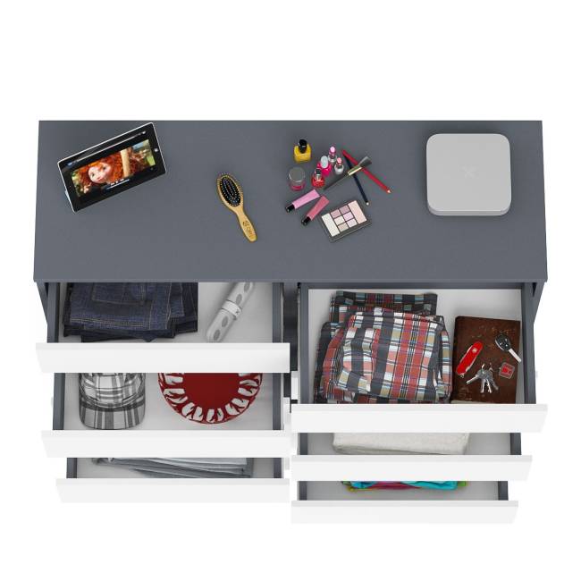 Комод высокий на десять выдвижных ящиков Мори МК1200.10 цвет графит/белый Комод высокий на десять выдвижных ящиков Мори МК1200.10 цвет графит/белый