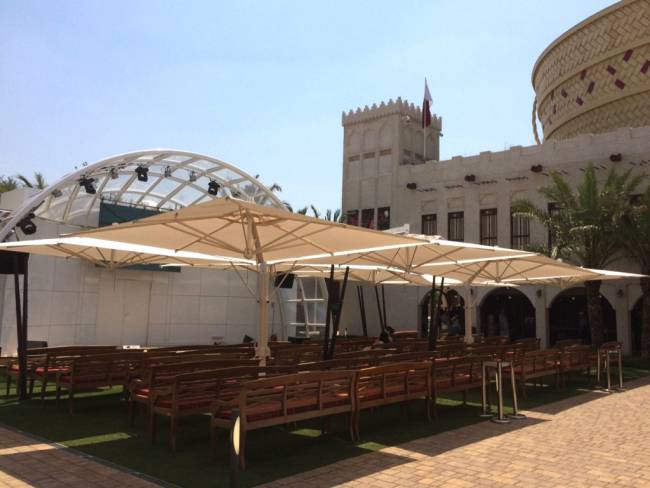 Зонт профессиональный четырехкупольный 6х6 м Alu Poker Starwhite белый, слоновая кость 6000х6000 мм