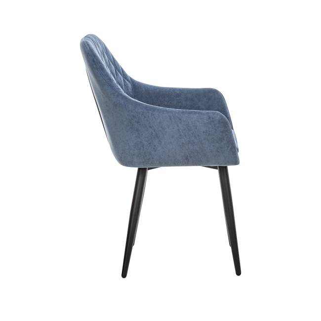Стул с подлокотниками Leset Слим, каркас Черный, велюр Синий Синий Черный