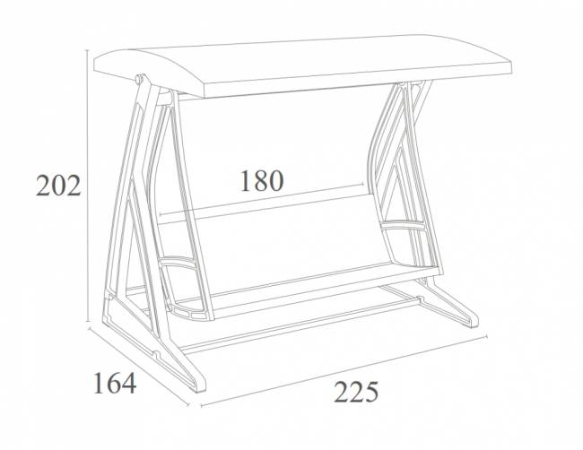 Качели пластиковые плетеные с подушкой Hawaii антрацит 2250х1640х2020 мм