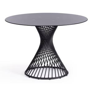 Стол BERTOIA (mod. GT21) металл/стекло (8мм), Black (черный), 110 х 110 х 75 см