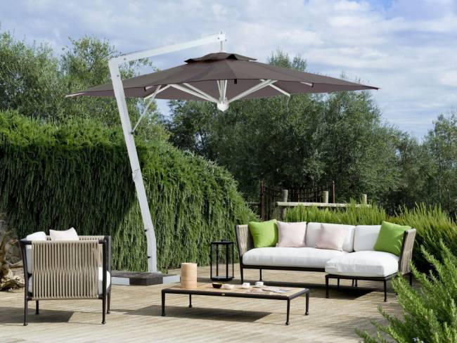 Зонт профессиональный 3х3 м Rimini Braccio белый, серо-коричневый 3000х3000 мм