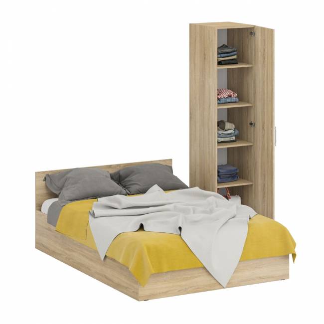 Кровать двуспальная 1400 с пеналом Стандарт цвет дуб сонома