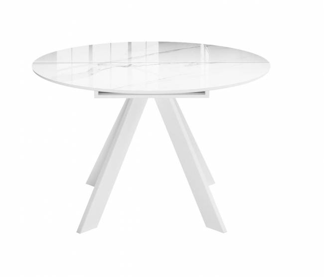 Стол DikLine SFC100 d1000 стекло Оптивайт Белый мрамор/подстолье белое