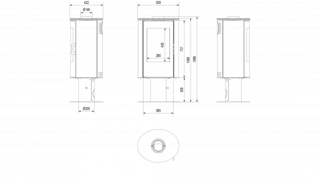 Печь дровяная KOZA/AB/S/N/DR/KAFEL/CZERWONY (сталь, кафель красный)
