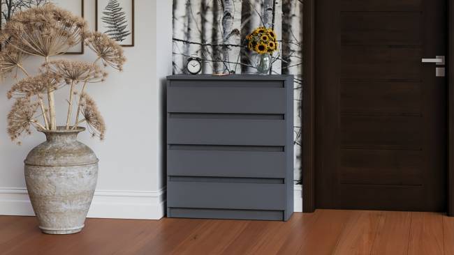 Узкий комод пять ящиков Мори МК700.5 цвет графит