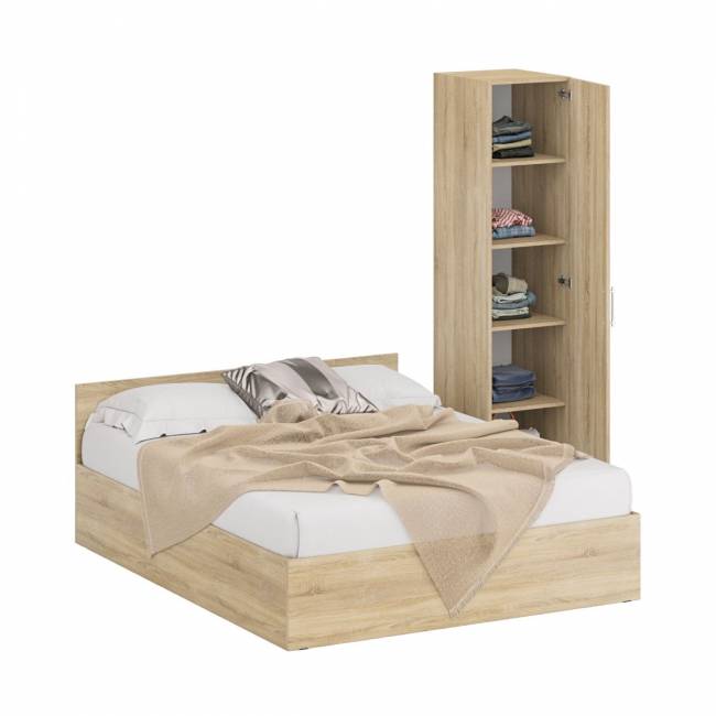 Кровать двуспальная 1600 с пеналом Стандарт цвет дуб сонома