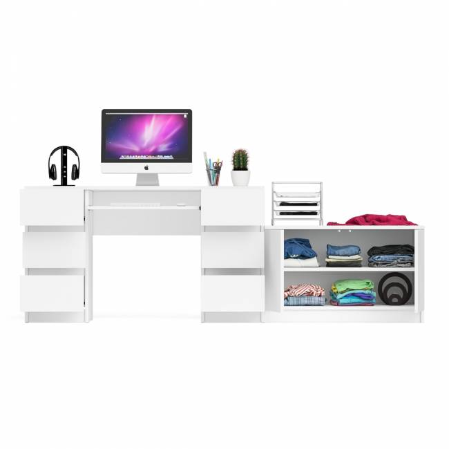 Двухтумбовый компьютерный стол Мори МС-2 с широкой тумбой на 900 цвет белый