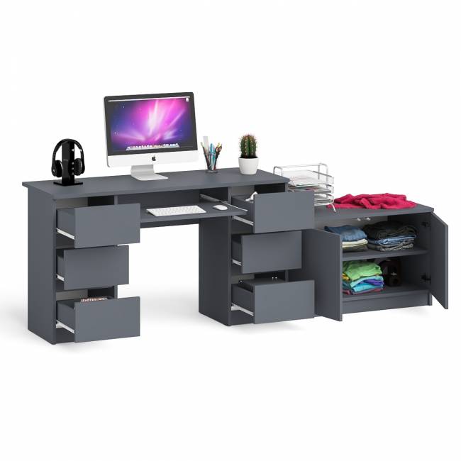 Двухтумбовый компьютерный стол Мори МС-2 с широкой тумбой на 900 цвет графит