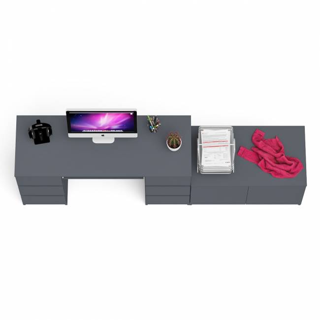 Двухтумбовый компьютерный стол Мори МС-2 с широкой тумбой на 900 цвет графит