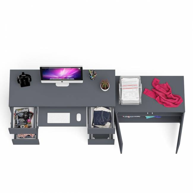 Двухтумбовый компьютерный стол Мори МС-2 с широкой тумбой на 900 цвет графит